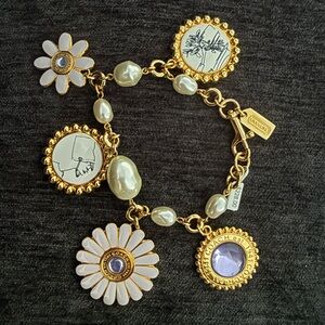 Coach authentic RARE Bonnie Cashin charm bracelet  Msrp 228 NEW pearls,gold tone